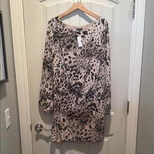 Vince Camuto Gray Black Sheath Dress with Bishop Sleeves